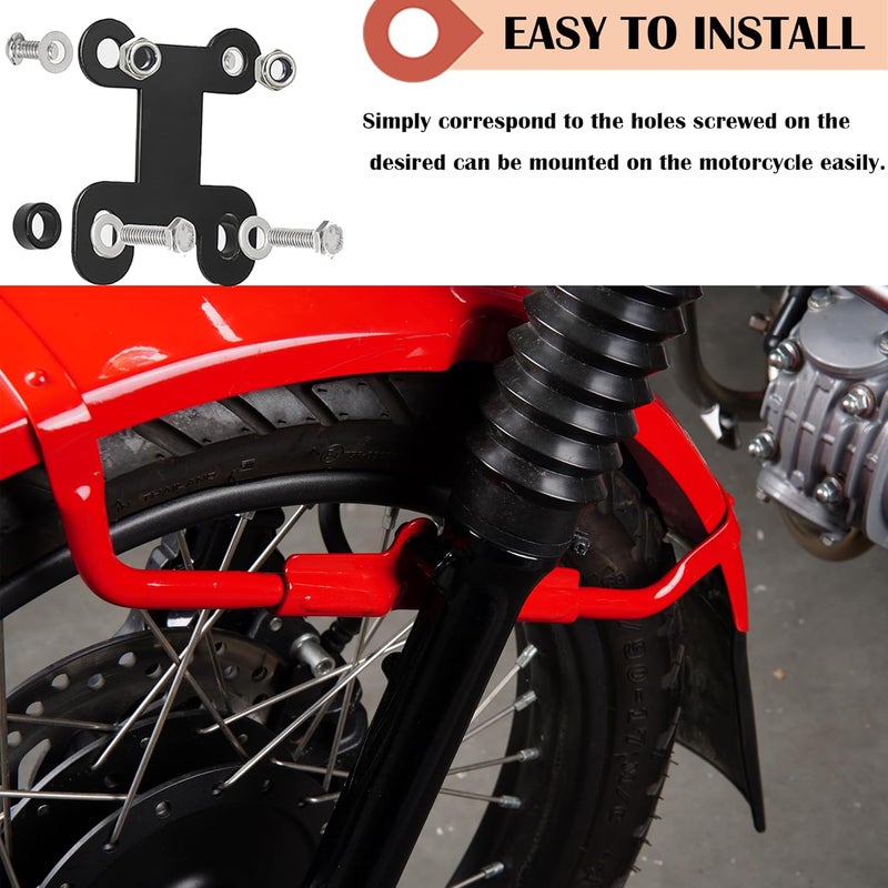 Techtek Front Fender Lift Kit Mudguard Lift Riser 4CM Bracket Kit for Honda CT125 Trail 125 Hunter Cub 2020-2024 Front Fender Lift Up Set Black Steel Accessories (Set of 2) - Image 5